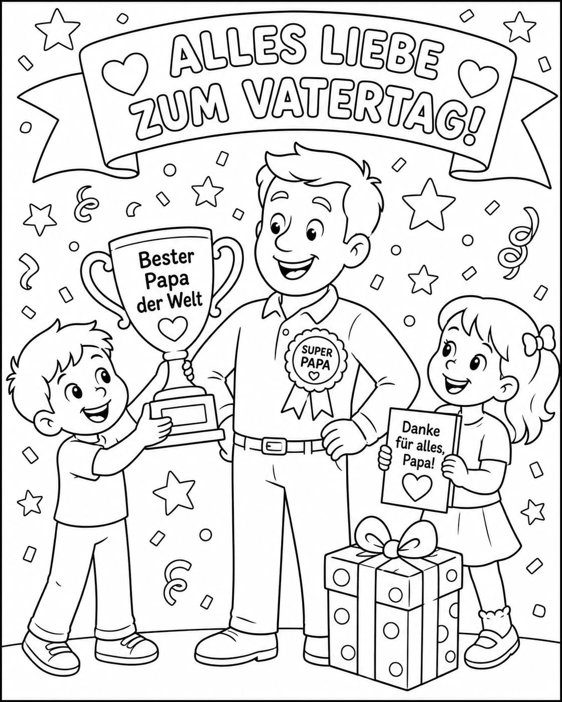 Vatertag Motiv 10 als kostenloses Ausmalbild für Kinder